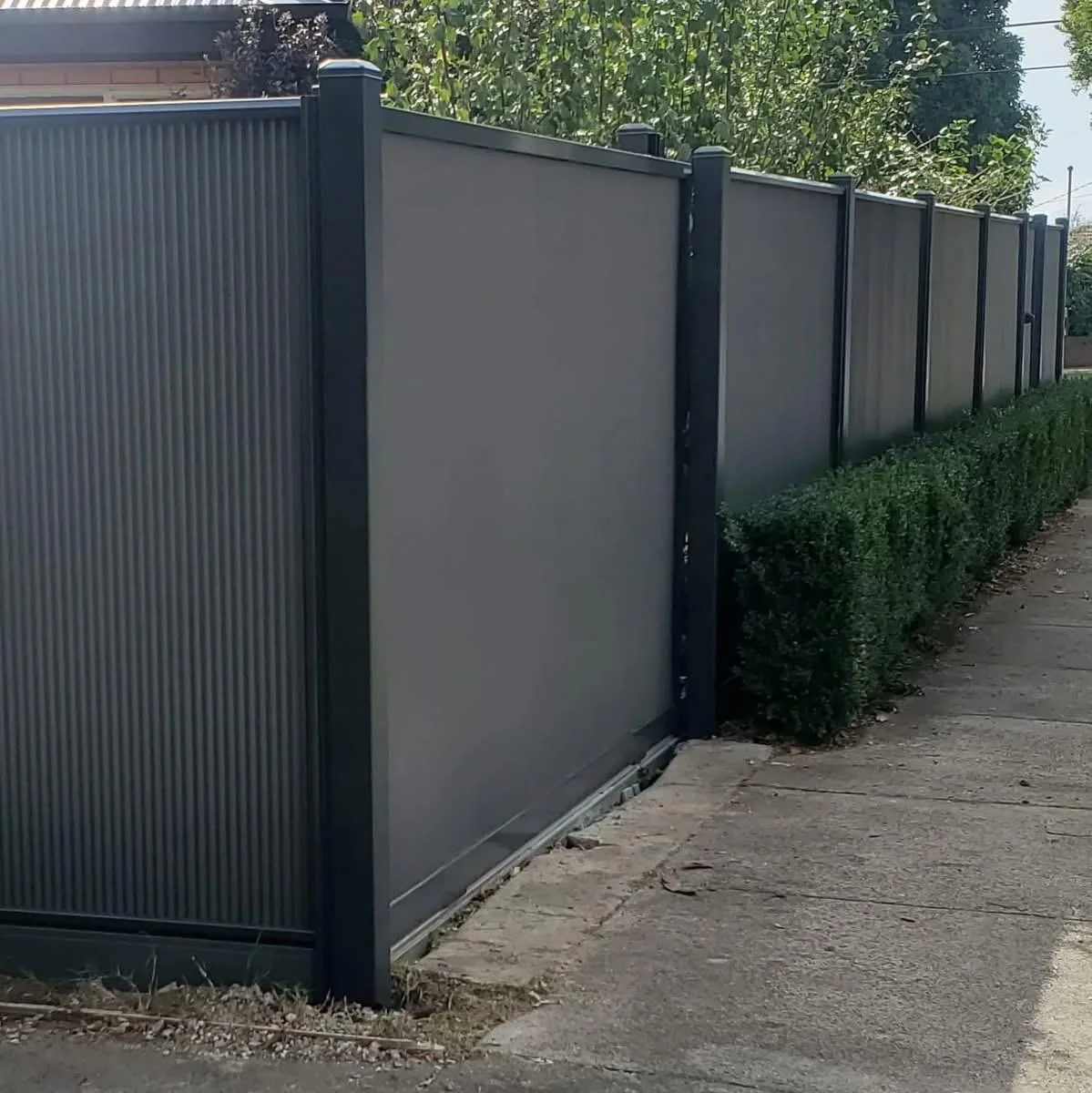 A Colourbond fence running along a side boundary